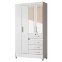 Ver imagem 1 de Guarda Roupa Solteiro Sobral 4 Portas e 4 Gavetas Flex Branco com Espelho Moval Branco