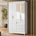 Ver imagem 2 de Guarda Roupa Solteiro Sobral 4 Portas e 4 Gavetas Flex Branco com Espelho Moval Branco