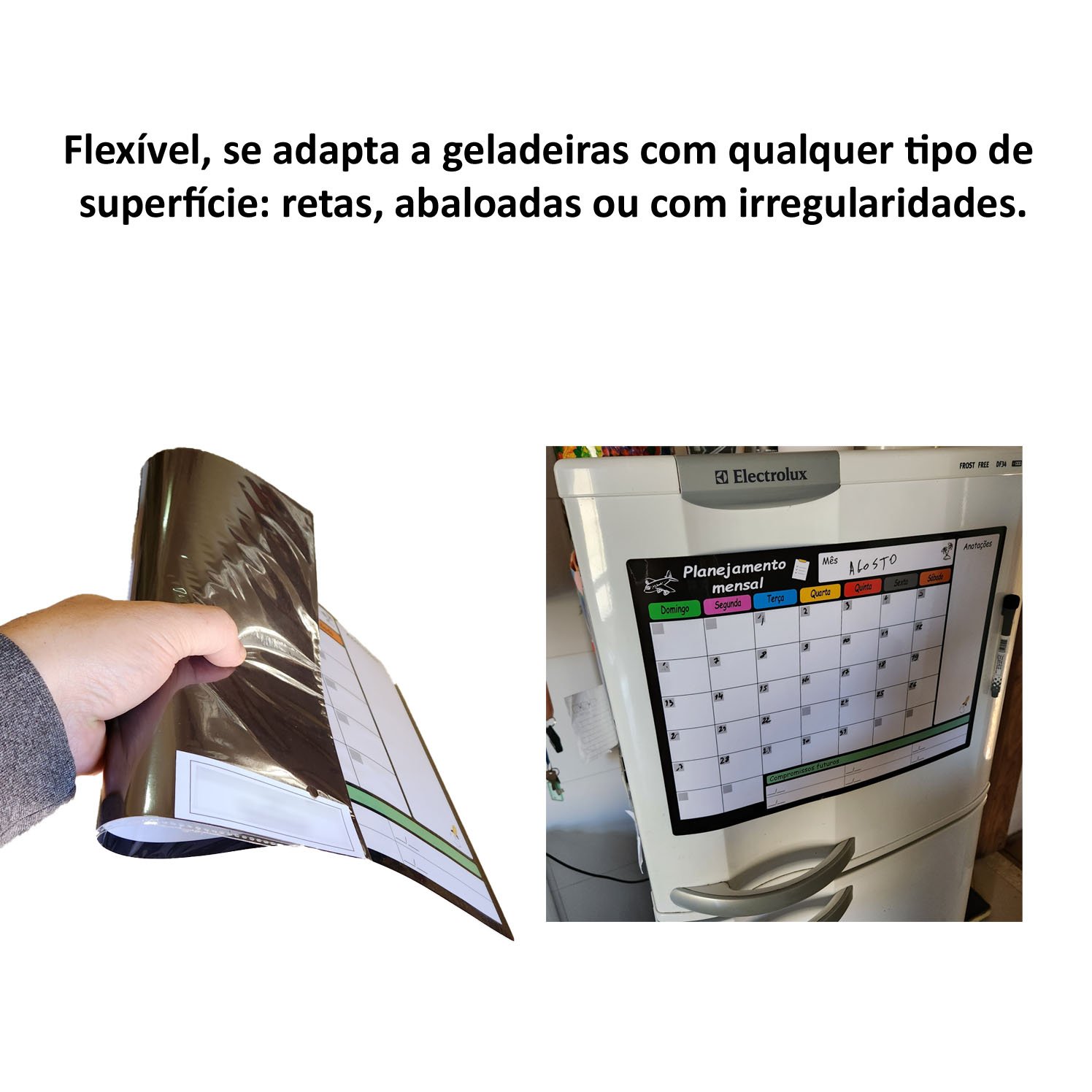 Kit Planejador Mensal e Semanal Magnético Geladeira Canetas - 6