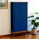 Ver imagem 1 de Adega de Vinho 2 Portas e Pés Luiz Xv 2073 Florença - Laca Azul Bic/imbuia