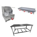 Ver imagem 1 de Kit Lanchonete Mesa de Manipulação 120x55cm + Fritadeira a Gás 1 Cuba + Chapa a Gás 90cm