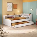 Ver imagem 1 de Cama Solteiro com Nicho e Cama Auxiliar Aria Espresso Móveis Branco