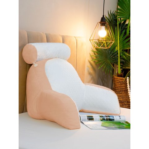 Almofada de Descanso e Apoio de Lombar Travesseiro Multiuso Ergonômica para Leitura com Rolinho Dest