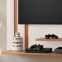 Ver imagem 4 de Estante Painel Parede Tv 32 Polegadas Smart Prateleiras Sala Quarto Pequeno Moderno Off/nature