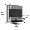 Ver imagem 5 de Estante Painel Parede Tv 32 Polegadas Smart Prateleiras Sala Quarto Pequeno Moderno Off/nature