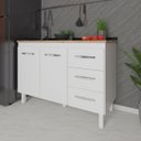 Ver imagem 2 de Balcão Armário Gabinete para Pia de Cozinha 118 Cm Bruna 2 Portas e 3 Gaveta Branco