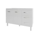 Ver imagem 1 de Balcão Armário Gabinete para Pia de Cozinha 118 Cm Bruna 2 Portas e 3 Gaveta Branco