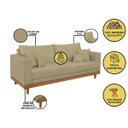 Ver mais imagens de Kit 2 Poltronas Living + Sofá 3 Lugares com Base Madeira Suede Cor:capuccino