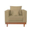 Ver imagem 3 de Kit 2 Poltronas Living + Sofá 3 Lugares com Base Madeira Suede Cor:capuccino