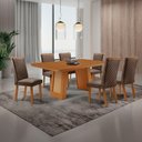 Ver imagem 1 de Conjunto Mesa e Cadeiras Carolina Lira 6 Lugares MDF 180cm Marrom Moderna