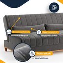 Ver imagem 3 de Sofá Cama Reclinável 3 Lugares Espuma Fibra Siliconada Campeche Linho 180cm