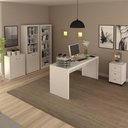 Ver imagem 1 de Kit Escritório Completo C Mesa 2 Estantes Balcão e Gaveteiro Cor:branco
