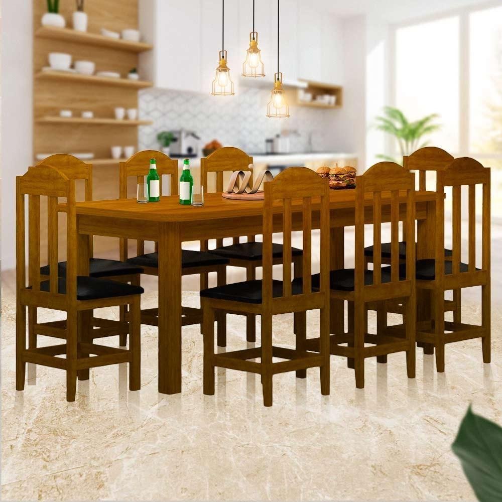 Mesa de Jantar Madeira Maciça 8 Lugares Estofados Safira Imbuia Shop Jm ...