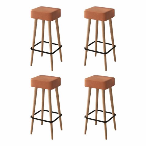 Kit 04 Banquetas Alta para Cozinha Área Gourmet Dubai Couríssimo Amarula - Desk Design