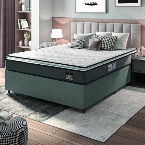 Cama Box Casal Queen Colchão Espuma D33 Pillow Top Millenium Hellen