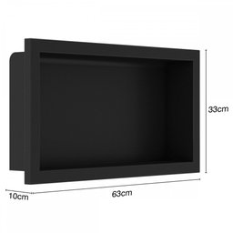 Nicho para Banheiro Quadrado Grande Preto Fosco - Móveis Bosi - 2