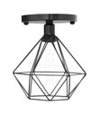 Ver imagem 1 de Lustre de Teto Industrial Plafon Retrô Aramado Diamante Preto