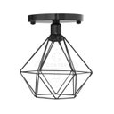 Ver imagem 1 de Lustre de Teto Industrial Plafon Retrô Aramado Diamante Preto