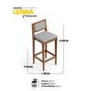 Ver imagem 4 de Banqueta Alta Lenna 99cm em Madeira e Encosto Estofado Linho Cinza Claro - Desk Design
