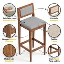 Ver imagem 3 de Banqueta Alta Lenna 99cm em Madeira e Encosto Estofado Linho Cinza Claro - Desk Design