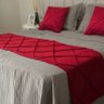Peseira Drapeada Veludo Luxo 2,40x0,50m Dupla Face cama queen Vermelho - 5