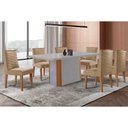 Ver imagem 1 de Conjunto: Mesa de Cozinha Pietá C/ Tampo Madeirado C/ Vidro Canto Curvo 180x90cm e 6 Cadeiras Dafne