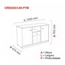 Armário Baixo Nicho 3 Gavetas 2 Portas Credenza Arena Pandin Móveis - 3