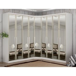 Guarda Roupa 100% Mdf Espelhado 9 Portas 6 Gavetas - Linea-branco - Móveis Novo Horizonte
