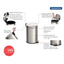 Ver imagem 7 de Lixeira Inox com Pedal Tramontina Brasil com Balde Interno Removível 20l 94538120