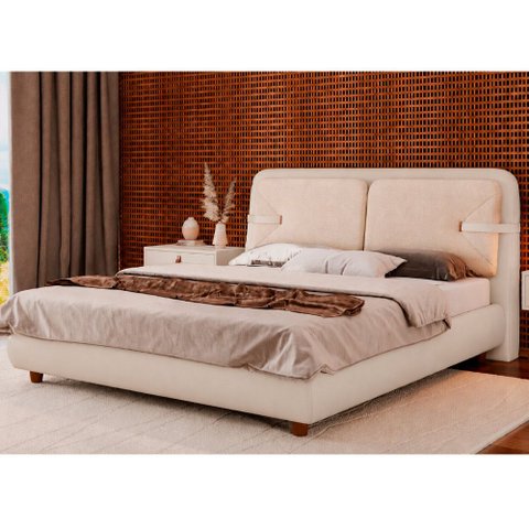 Cama Japonesa com Cabeceira Seo Yun Queen Facto Off White / Linho Off White - Sallar Home