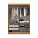 Ver imagem 2 de Guarda-roupa Casal Quioto 2 Portas 2 Gavetas com Espelho Cinamomo/off White - Mx Móveis
