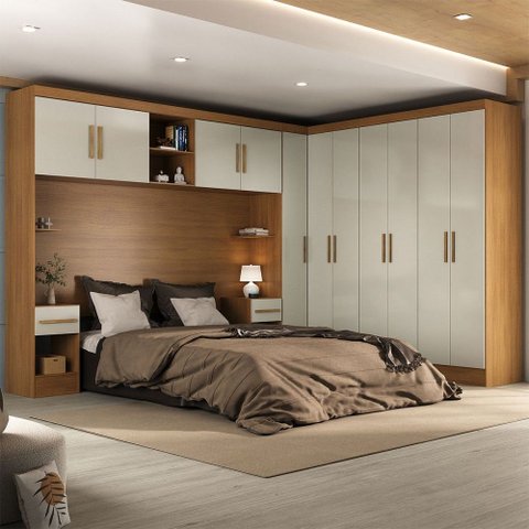 Guarda-roupa Casal Modulado Soberano 11 Portas 5 Gavetas Cinamomo/off White - Panorama Móveis