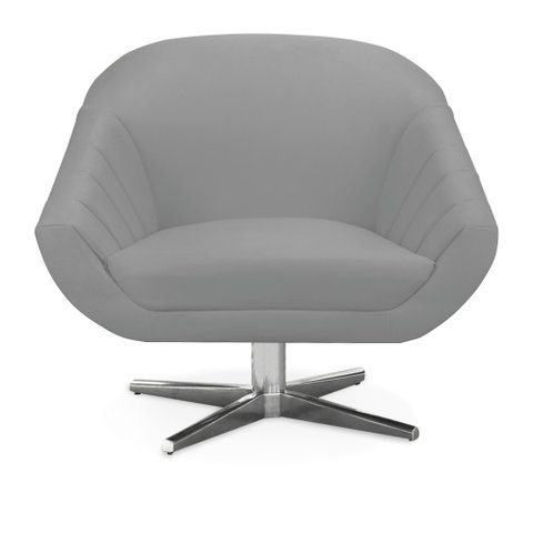 Poltrona Giratória Giovana Suede Cinza Base Cromada - D’Rossi
