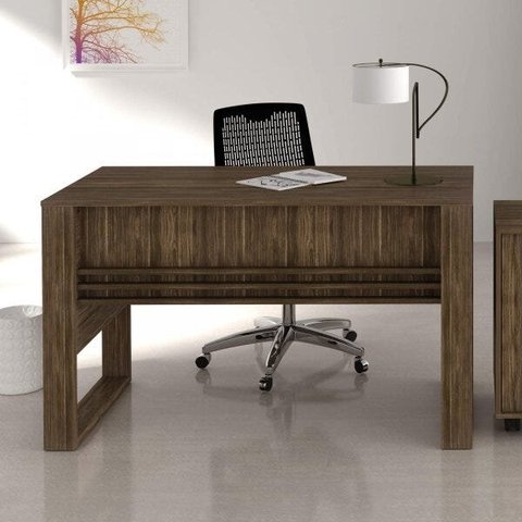 Escrivaninha Mesa Escritório com Ripado ME4146 127cm Nogal