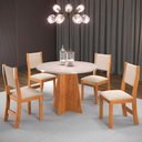 Ver imagem 1 de Mesa de Jantar 4 Lugares Belga Mel/Blonde/Nude - Viero Móveis