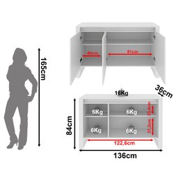 Balcão para Escritório 136cm com 3 Portas e 1 Prateleira ME4147 - 6