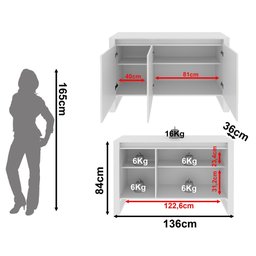Balcão para Escritório 136cm com 3 Portas e 1 Prateleira ME4147 Branco - 6 Balcão para Escritório 136cm com 3 Portas e 1 Prateleira ME4147 Branco - 6