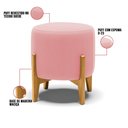Ver imagem 6 de Kit 01 Poltrona e 01 Puff Stella Suede Rosê Base Madeira Castanho - D’Rossi