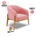 Ver imagem 5 de Kit 01 Poltrona e 01 Puff Stella Suede Rosê Base Madeira Castanho - D’Rossi