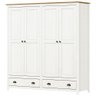 Guarda Roupa Casal 4 Portas 2 Gavetas Madeira Maciça Mazzaro F06 Branco Freijó - Lyam Decor - 6