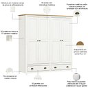 Ver imagem 4 de Guarda Roupa Casal 4 Portas 2 Gavetas Madeira Maciça Mazzaro F06 Branco Freijó - Lyam Decor
