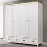 Guarda Roupa Casal 4 Portas 2 Gavetas Madeira Maciça Mazzaro F06 Branco Freijó - Lyam Decor - 2