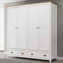 Ver imagem 2 de Guarda Roupa Casal 4 Portas 2 Gavetas Madeira Maciça Mazzaro F06 Branco Freijó - Lyam Decor