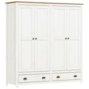 Ver imagem 1 de Guarda Roupa Casal 4 Portas 2 Gavetas Madeira Maciça Mazzaro F06 Branco Freijó - Lyam Decor
