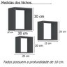 Kit 3 Nichos Decorativo Mdf Quadrado Quarto Sala Decoração Escritório Casa - Preto Tx - 3