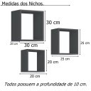 Ver imagem 3 de Kit 3 Nichos Decorativo Mdf Quadrado Quarto Sala Decoração Escritório Casa - Preto Tx