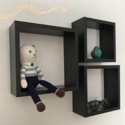 Kit 3 Nichos Decorativo Mdf Quadrado Quarto Sala Decoração Escritório Casa - Preto Tx - 2