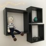 Kit 3 Nichos Decorativo Mdf Quadrado Quarto Sala Decoração Escritório Casa - Preto Tx - 2