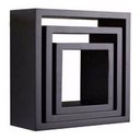 Ver imagem 1 de Kit 3 Nichos Decorativo Mdf Quadrado Quarto Sala Decoração Escritório Casa - Preto Tx
