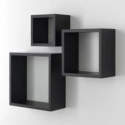 Kit 3 Nichos Decorativo Mdf Quadrado Quarto Sala Decoração Escritório Casa - Preto Tx - 4
